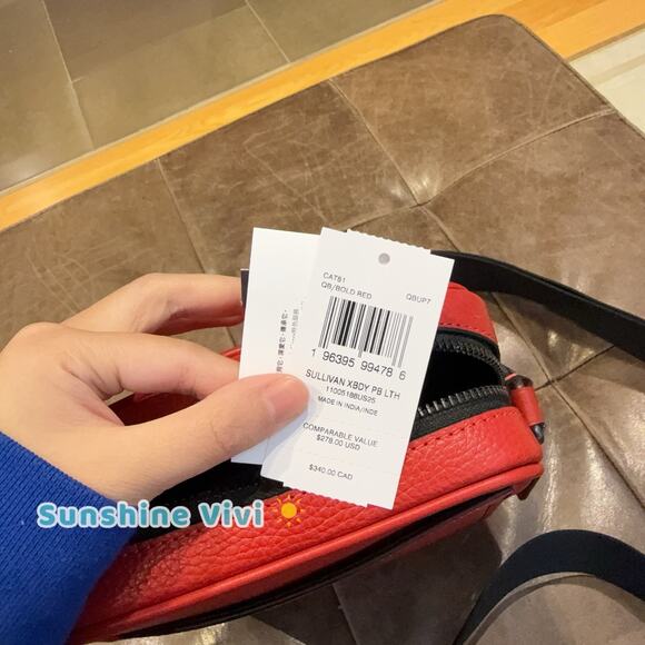 NWT Coach Men’s Sullivan Crossbody Bag Leather CAT81 Bold Red - Picture 5 of 6